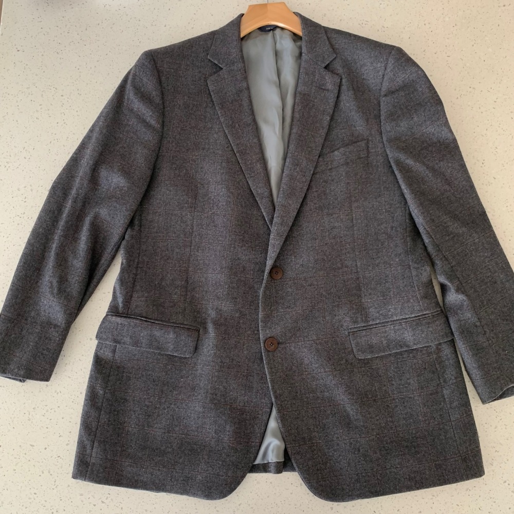 Brooks Brothers 1818 Fitzgerald Grey Wool Windowpane Sport Coat Blazer 43R USA